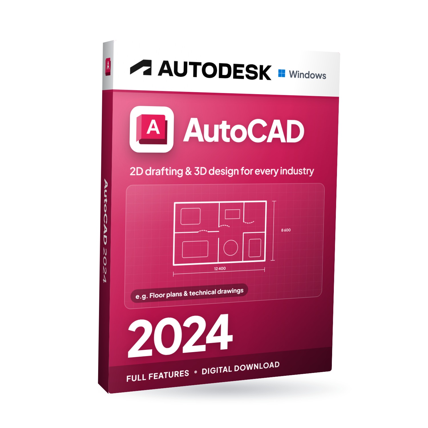 Autodesk AutoCAD 2024 For Windows software box