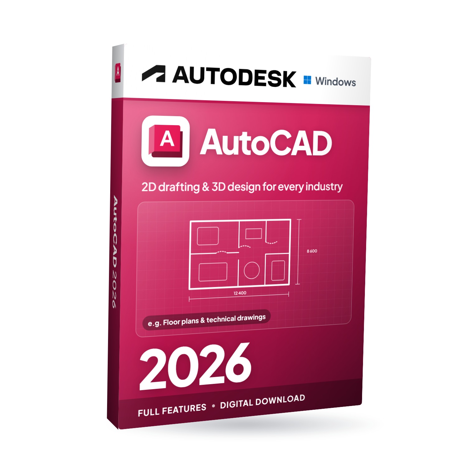 Autodesk AutoCAD 2026 for Windows software box