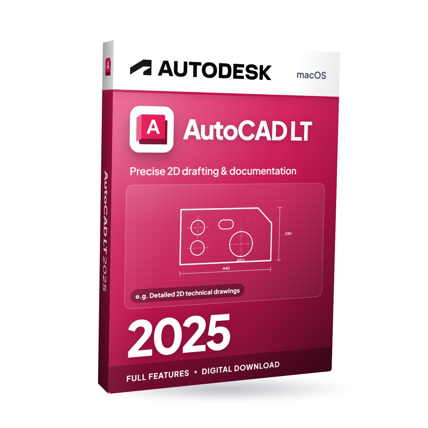 Autodesk AutoCAD LT 2025 for MacOS software box