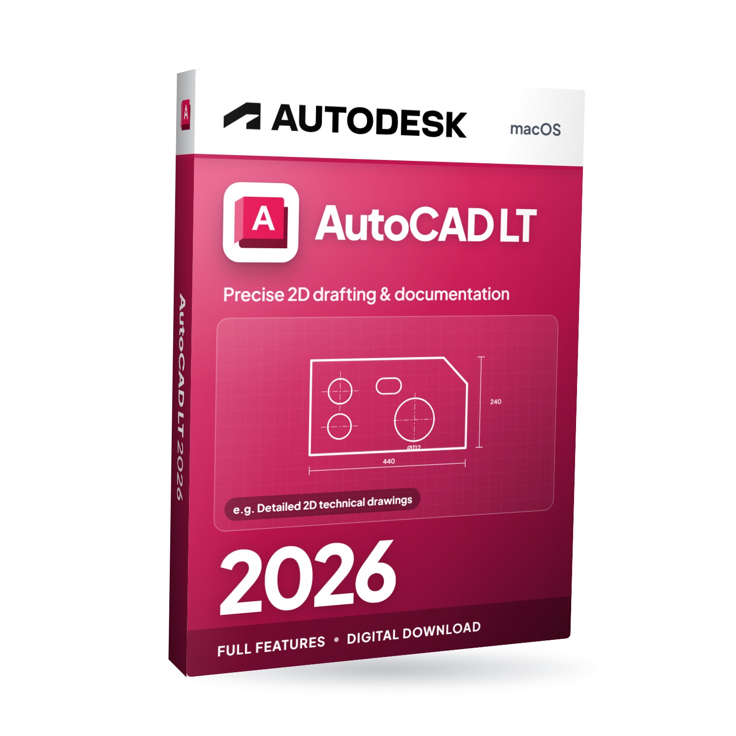 Autodesk AutoCAD LT 2026 for MacOS software box