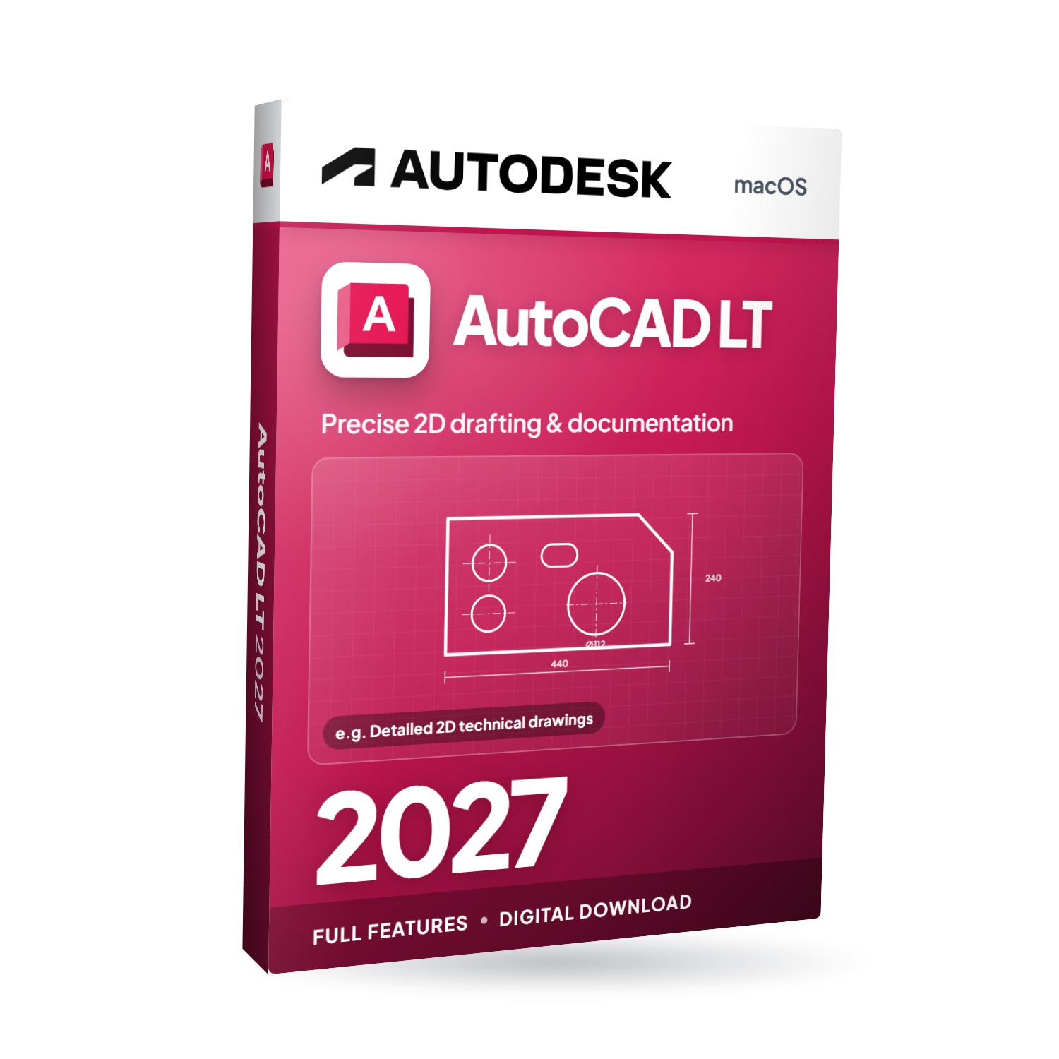 Autodesk AutoCAD LT 2027 for MacOS software box
