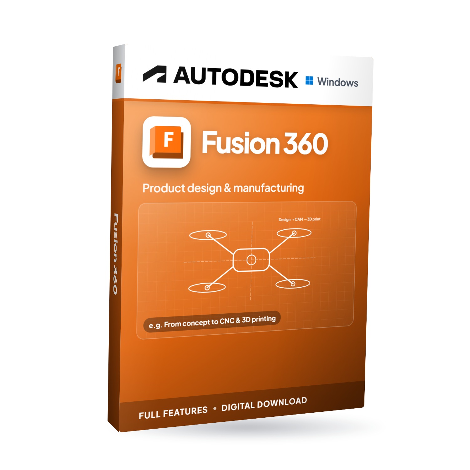 Autodesk Fusion 360 for Windows software box