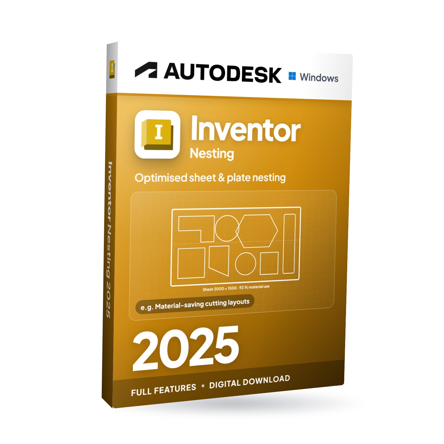 Autodesk Inventor Nesting 2025 for Windows software box