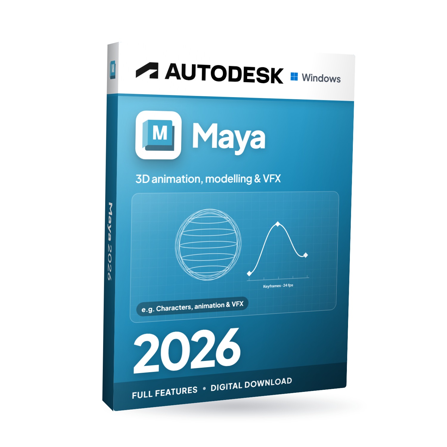 Autodesk Maya 2026 for Windows software box